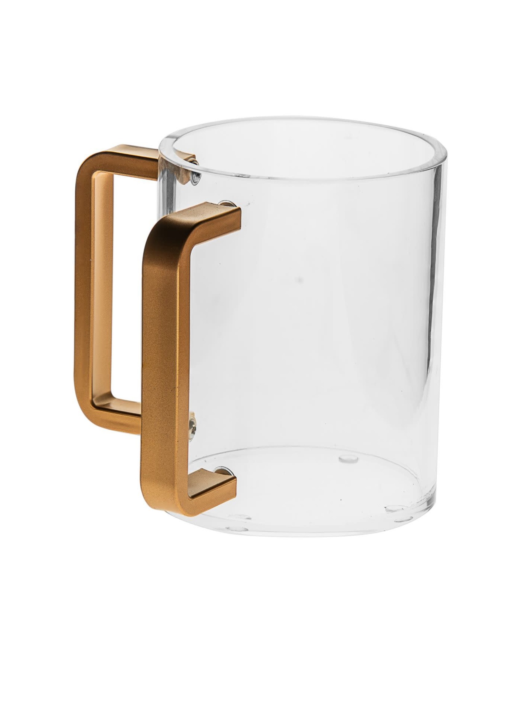 WASHING CUP CLEAR  LUCITE WITH MATTE  GOLD HANDLES