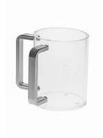 WASHING CUP CLEAR  LUCITE WITH MATTE SILVER HANDLES