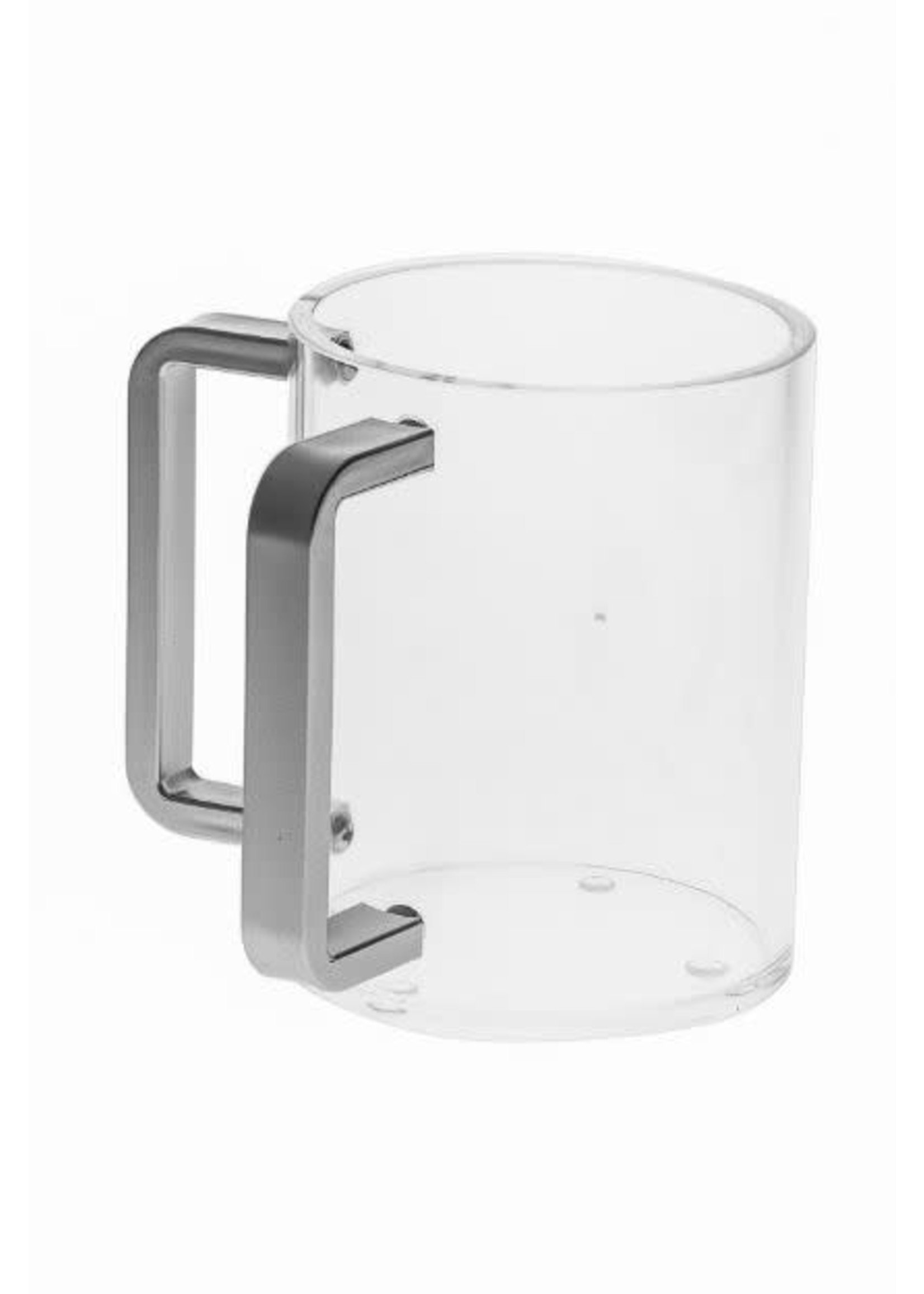 WASHING CUP CLEAR  LUCITE WITH MATTE SILVER HANDLES