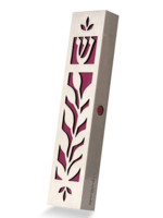 MEZUZAH LASER CUT BRANCH -BURGUNDY