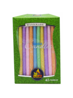CHANUKAH CANDLES MULTI COLOR PASTEL - 1.5 HRS. 45 PK.