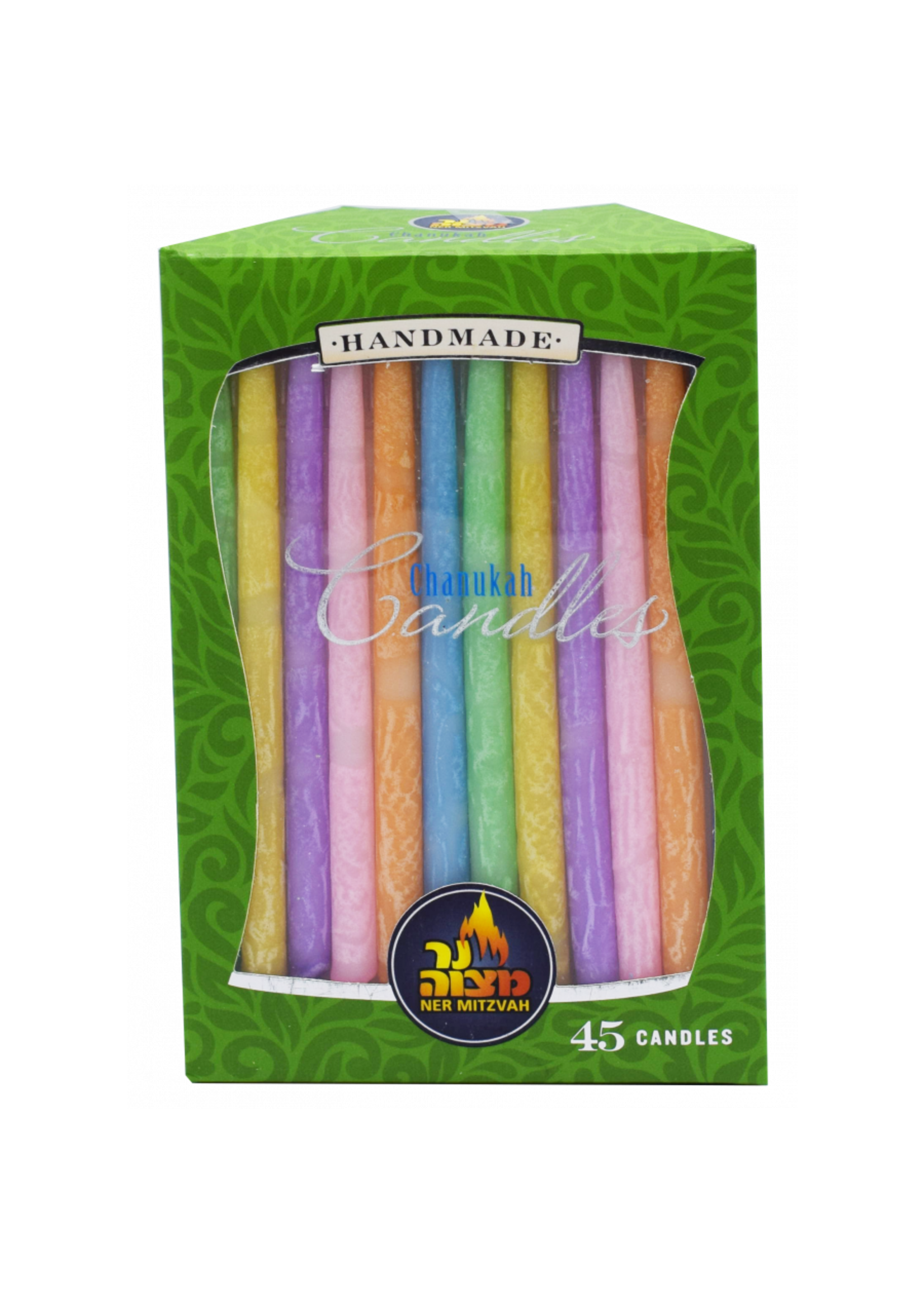 CHANUKAH CANDLES MULTI COLOR PASTEL - 1.5 HRS. 45 PK.