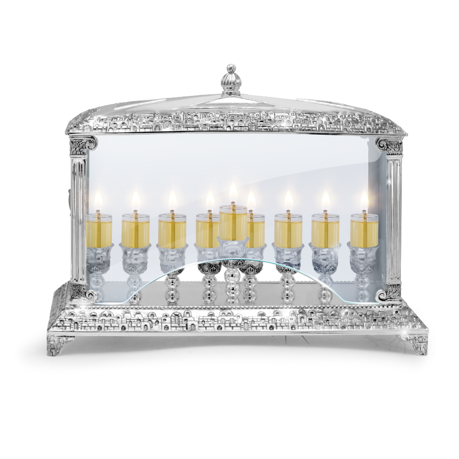 MENORAH GLASS BOX Aspaclaria Judaica