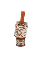 DREIDEL ANODIZED ORANGE LASER CUT JERUSALEM