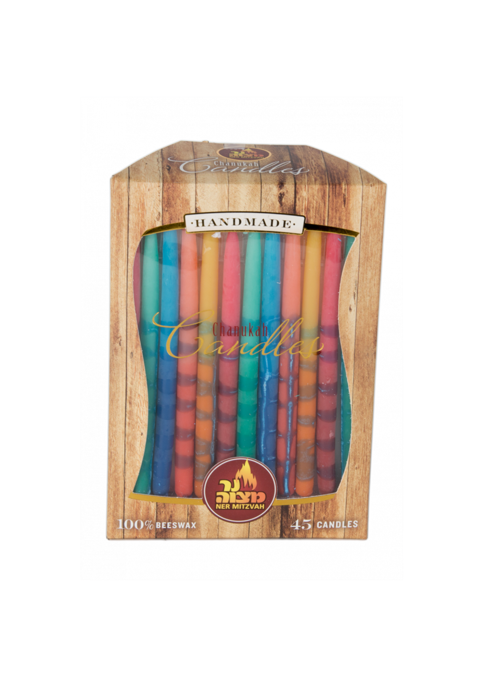 CHANUKAH CANDLES DECORATED BEESWAX 45 PK.