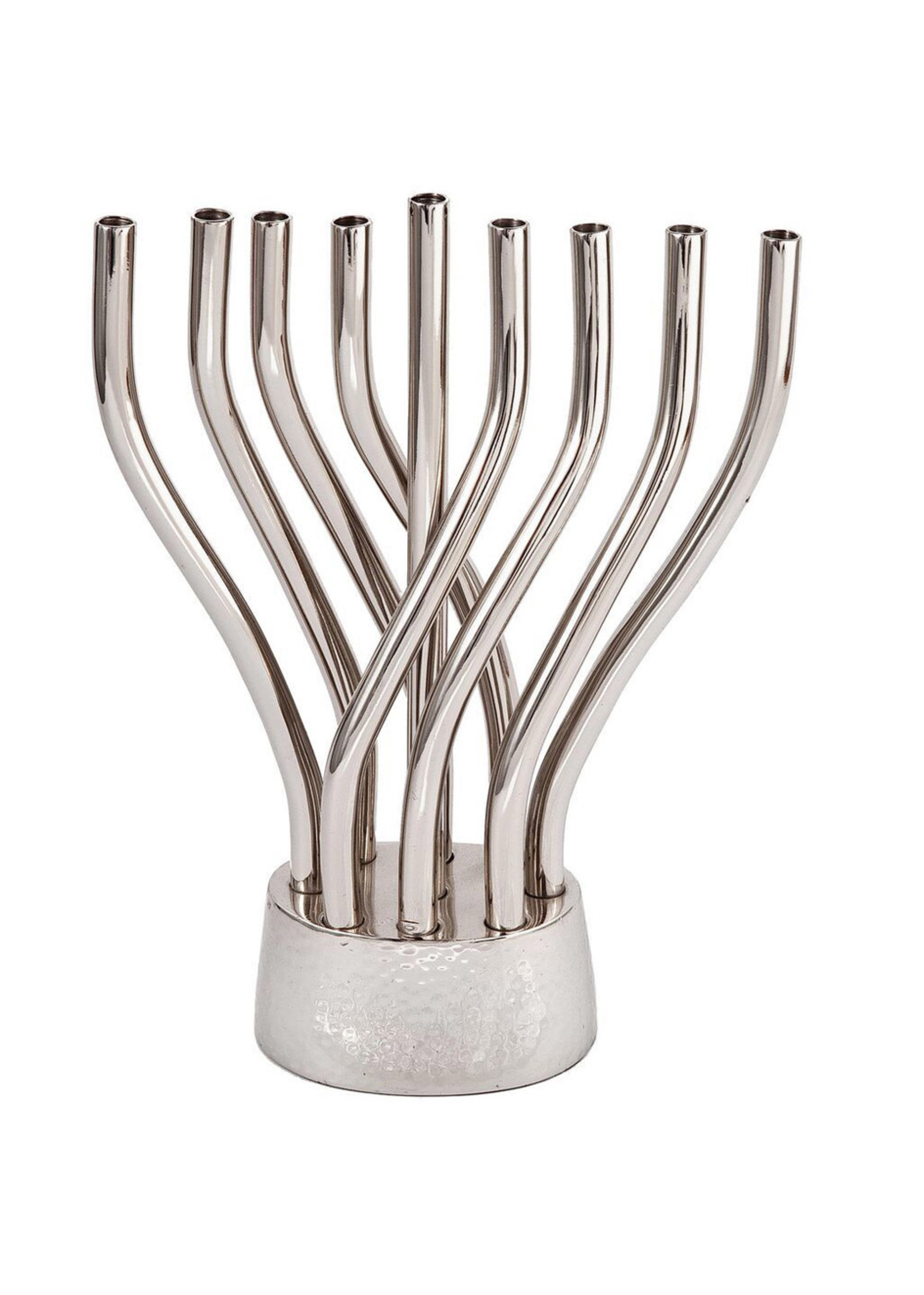 MENORAH ROTATING HAMMERED SILVER