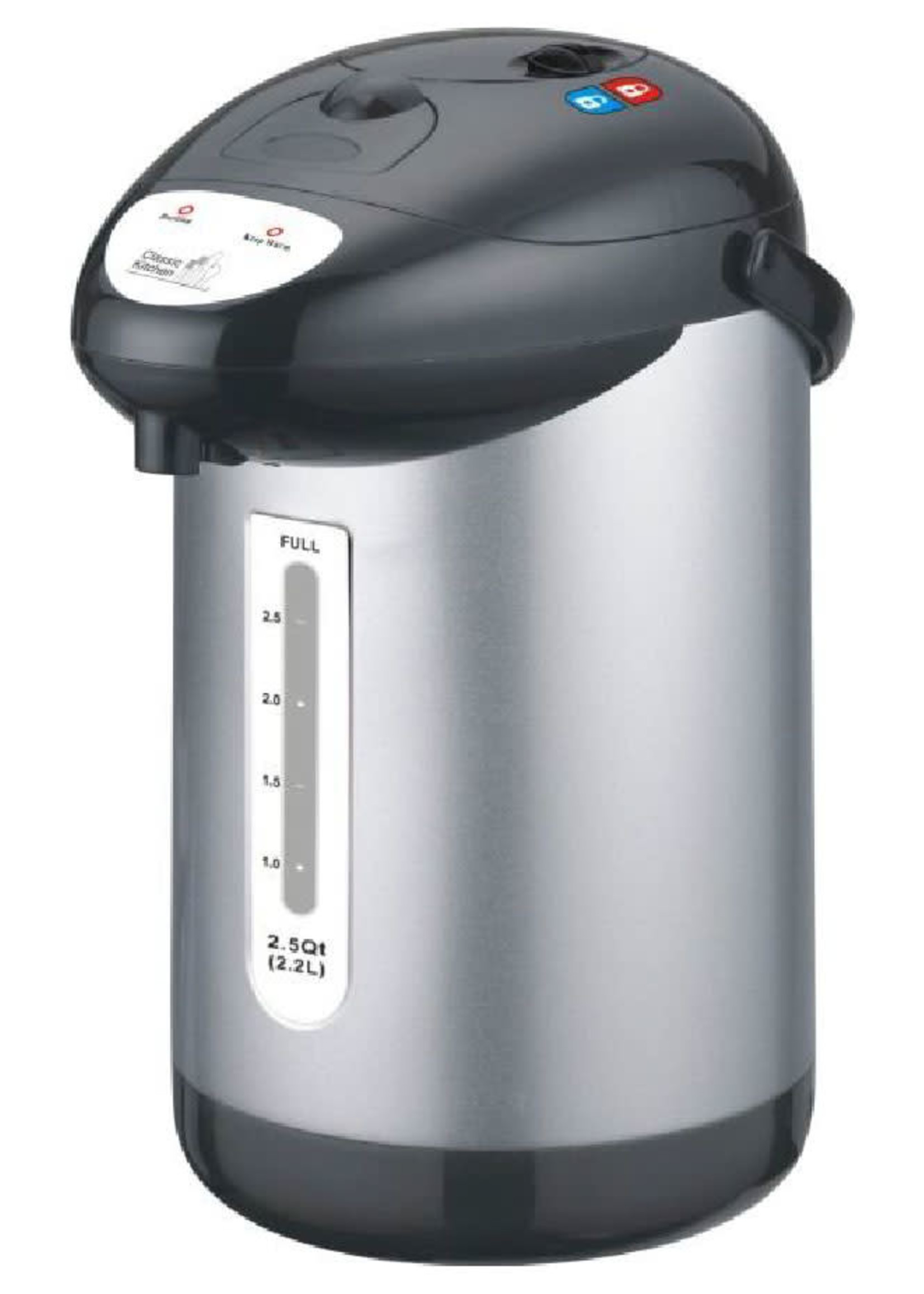 HOT WATER KETTLE MANUAL PUMP 10 CUPS / 2.5QT BRUSHED CHROME