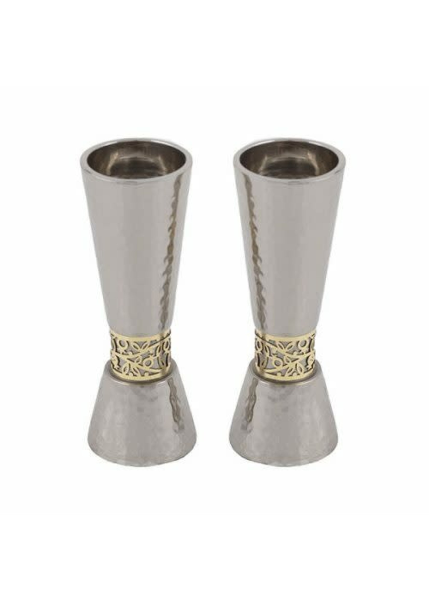 CANDLESTICKS LASER CUT GOLD/NICKEL-13.75CM