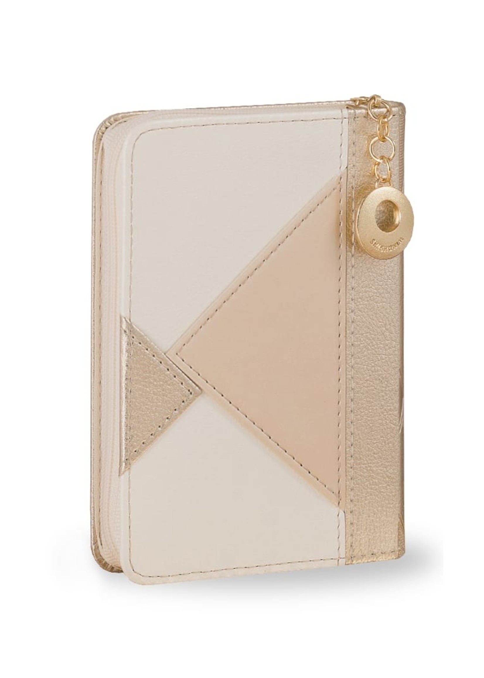 SIDDUR EDOT MIZRACH GOLD & CREAM TRIANGLE MOTIF WITH ZIPPER