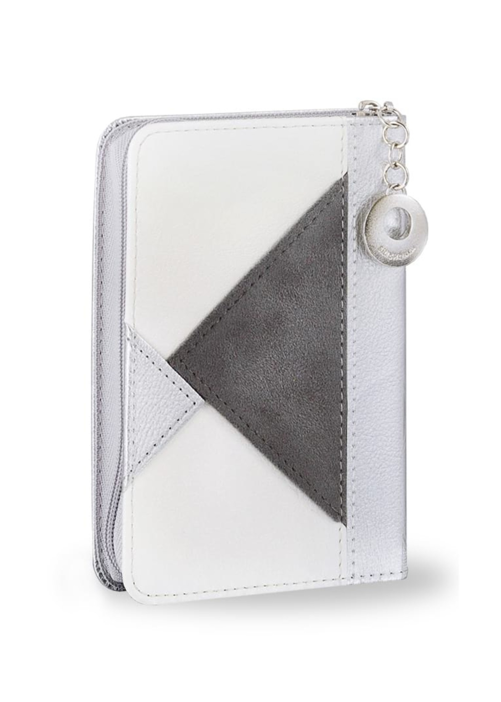 SIDDUR EDOT MIZRACH SILVER & GREY TRIANGLE MOTIF WITH ZIPPER