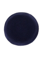 KIPPAH FLAT KNIT NAVY WITH WHITE RIM