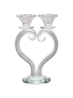 CANDELABRA CRYSTAL HEART WITH STONES 2 BRANCHES
