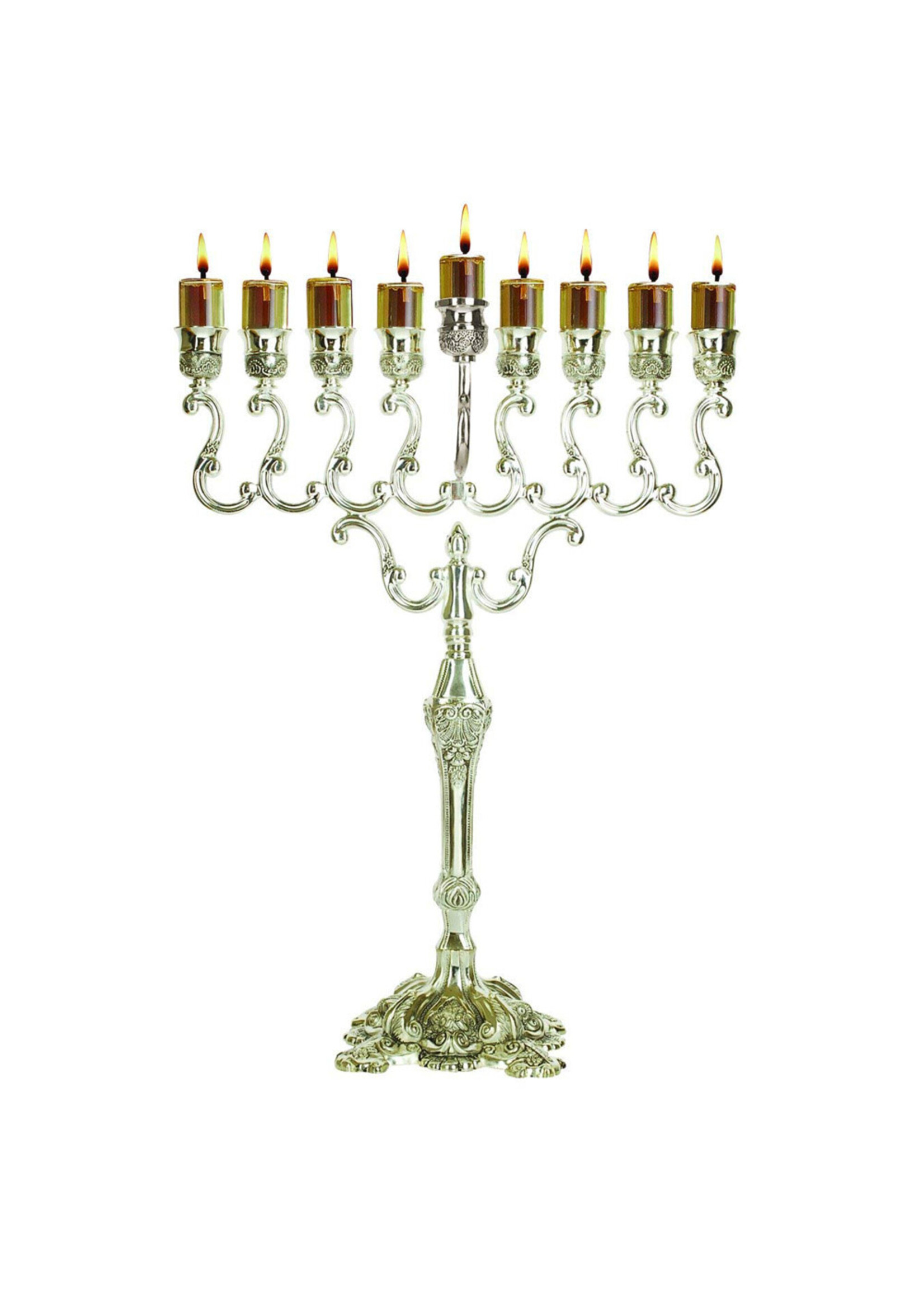 MENORAH   FOR OIL SILVER PLATE 17"