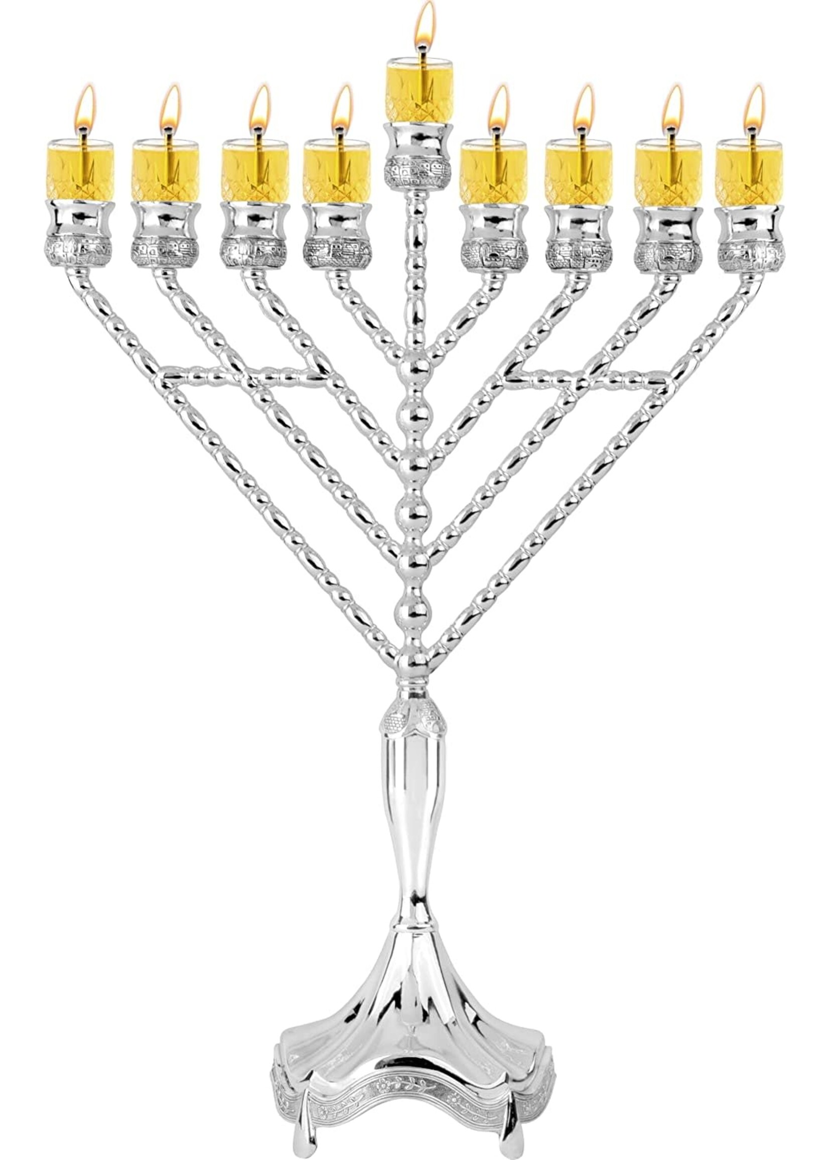MENORAH RAMBAM FOR OIL SILVER PLATE  18"
