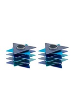 CANDLESTICKS BLUE ALUMINUM STACKED STARS