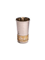 YELED TOV CUP GOLD LACE INLAY HAMMERED NICKEL