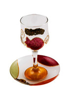 KIDDUSH CUP GLASS RED POMEGRANATE