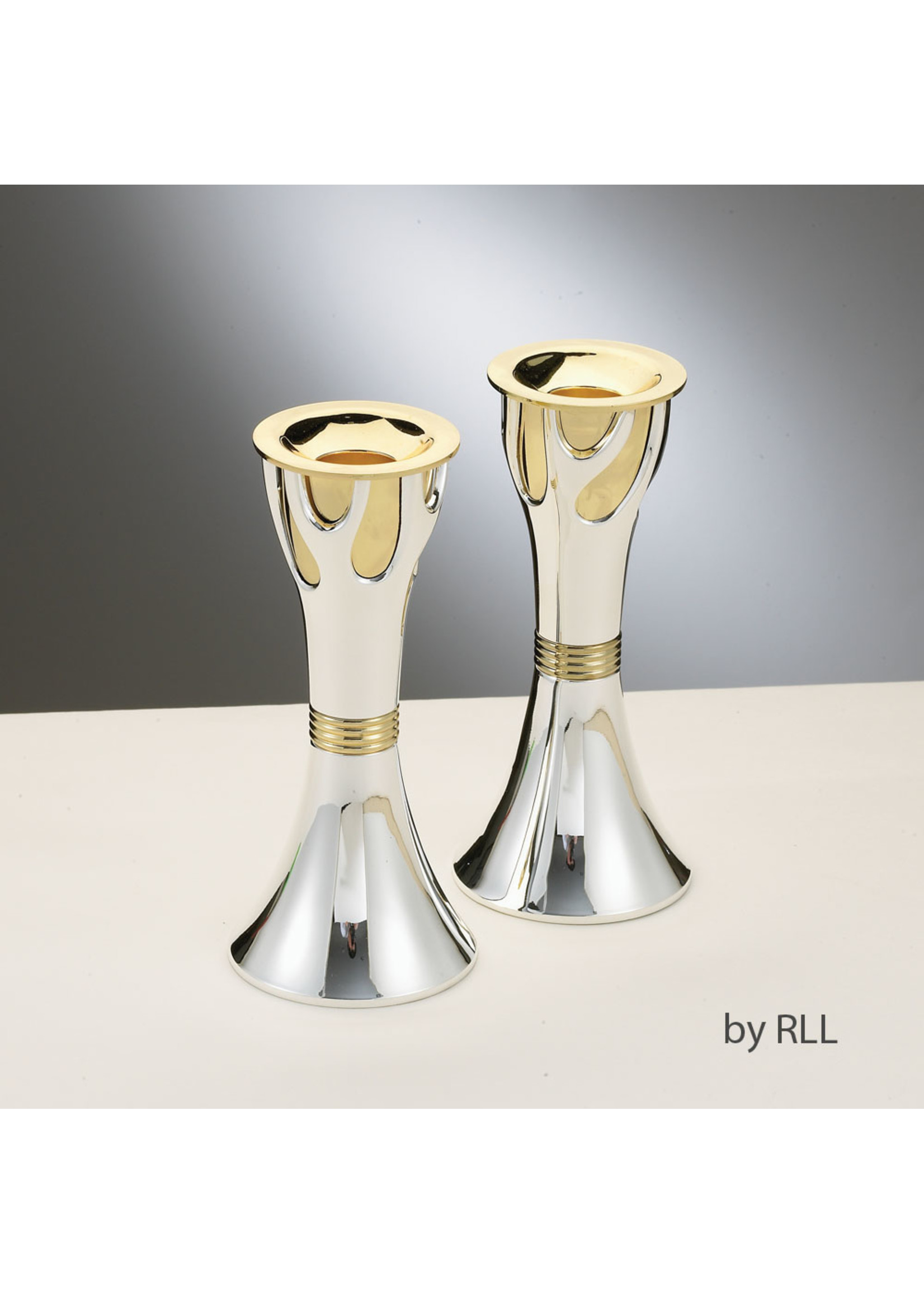 CANDLESTICKS TREE OF LIFE SILVER & GOLD PLATED 6"