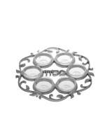 SEDER PLATE METAL FRAME WITH GLASS CUPS - SILVER