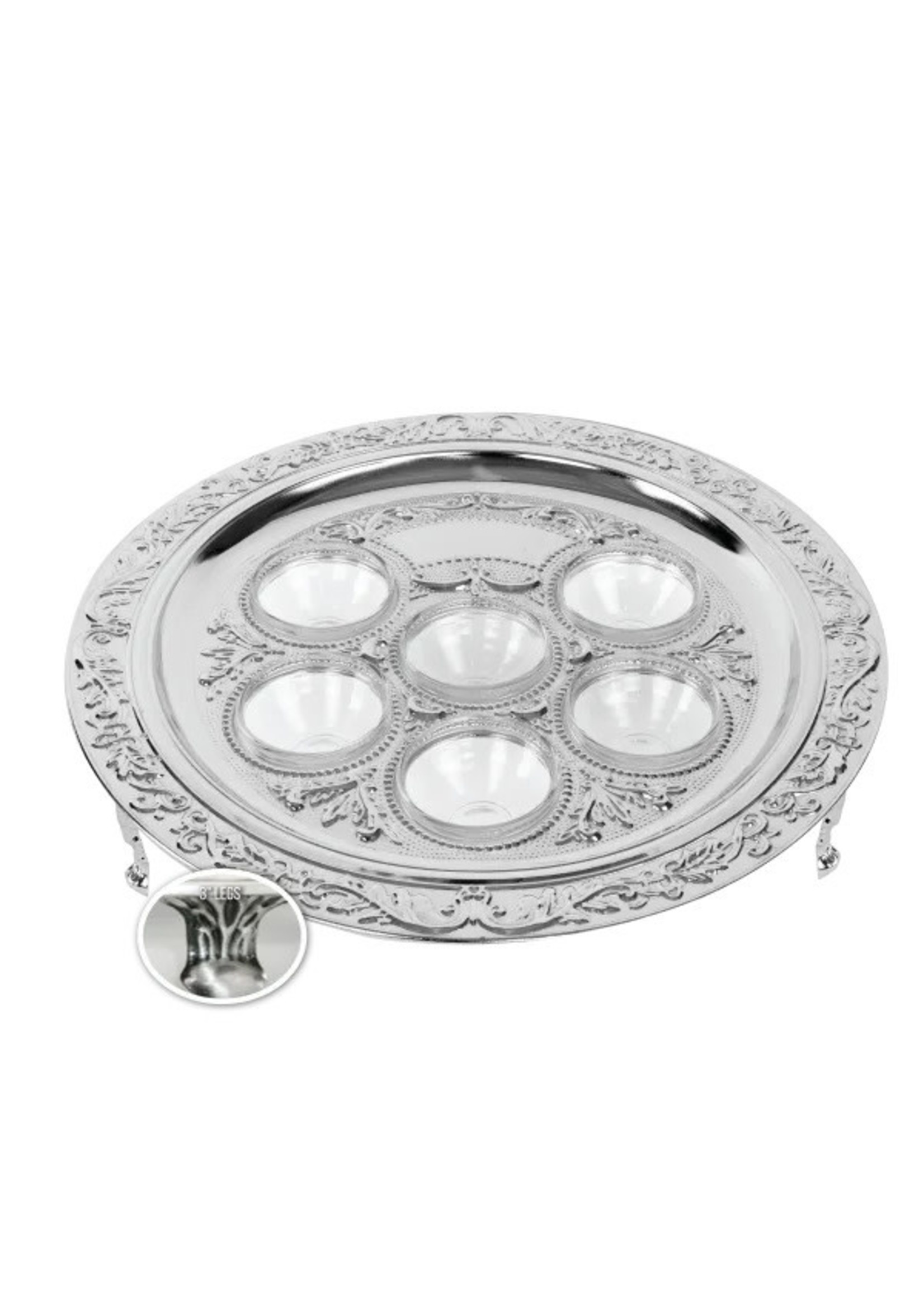 SEDER PLATE WITH GLASS BOWLS