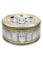 SEDER PLATE 3 TIER ROYAL PALACE DESIGN GOLD TRIM SILVER PLATED