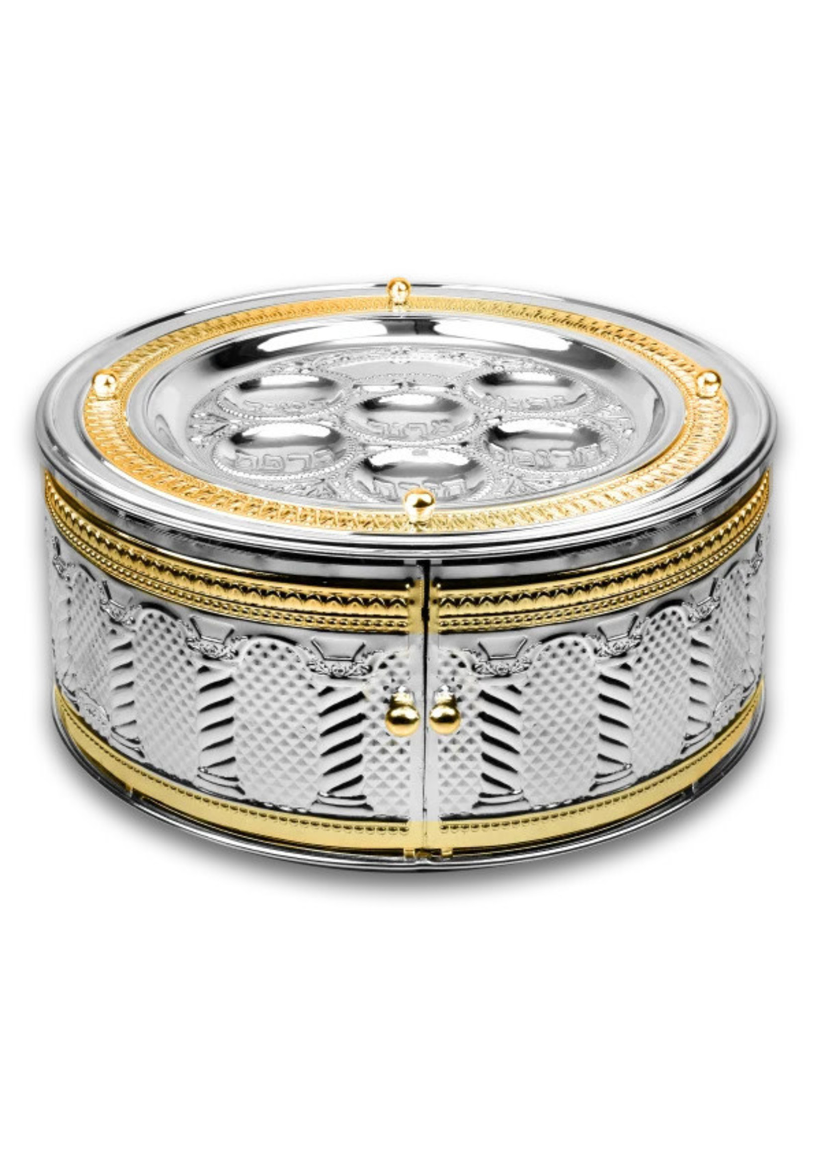 SEDER PLATE 3 TIER ROYAL PALACE DESIGN GOLD TRIM SILVER PLATED