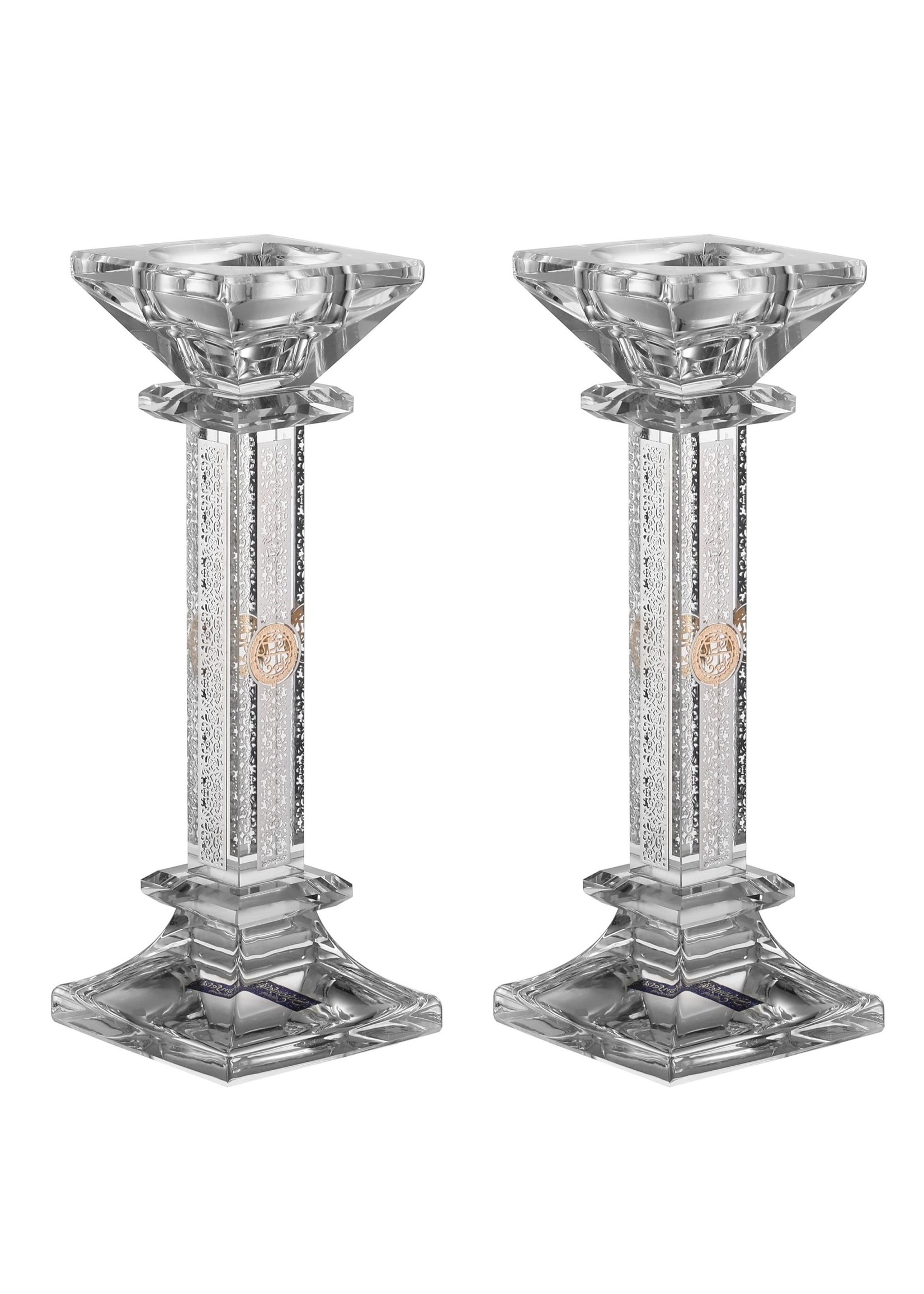 CANDLESTICKS CRYSTAL & SILVER LASER CUT FILLIGREE DECAL