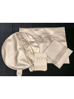 PASSOVER FOUR PIECE SET SILVER FAUX LEATHER