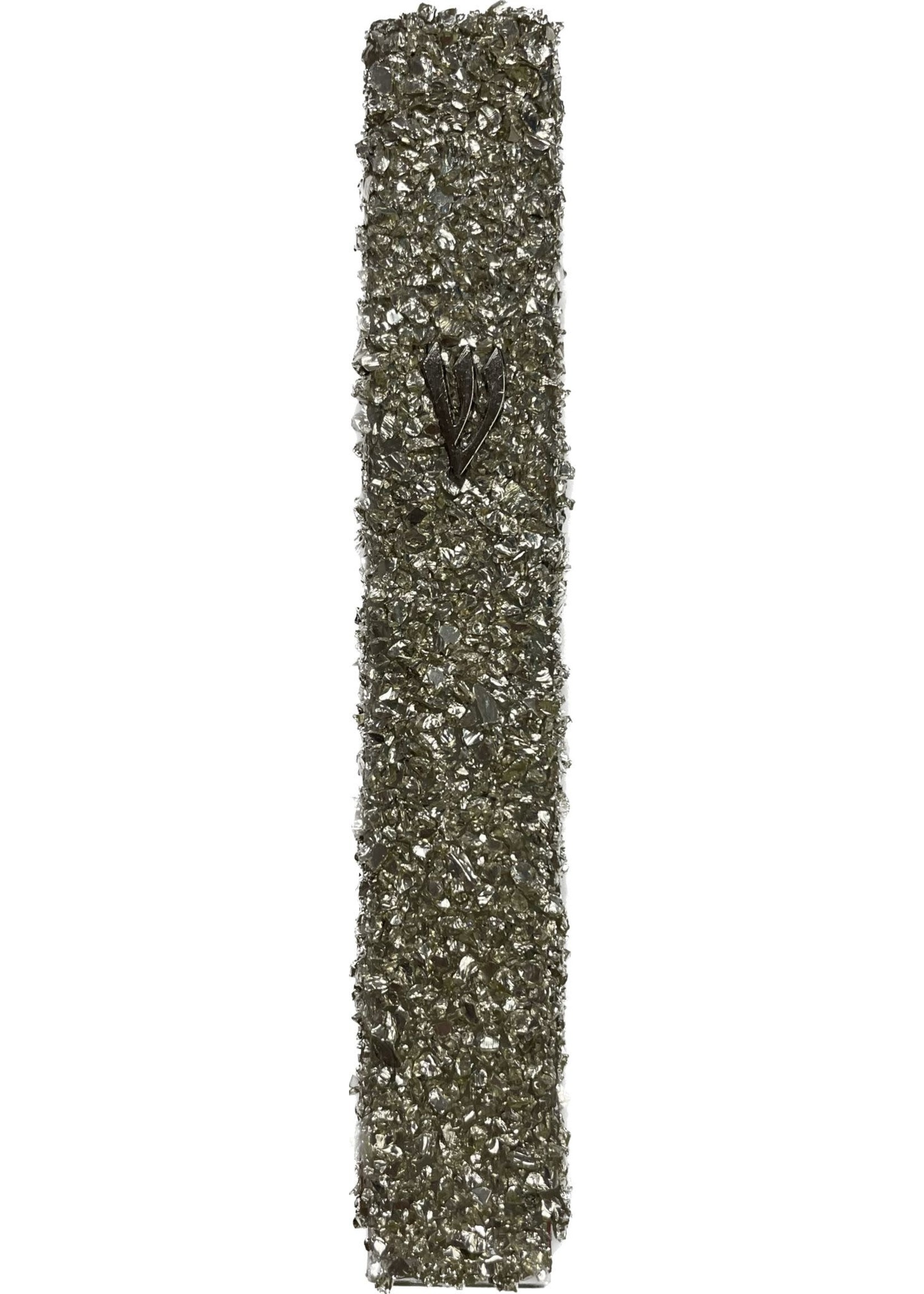 MEZUZAH WITH SILVER STONES IN GLASS 12CM