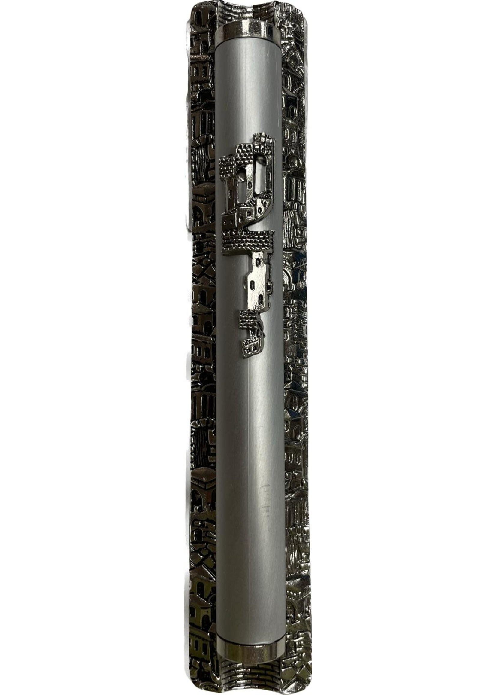 MEZUZAH SILVER PLATED PLAIN SPIRAL JERUSALEM 12CM