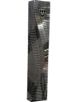 MEZUZAH 3D STREAM LINES SILVER OVER BLACK 12CM- LAZERCUT STEEL