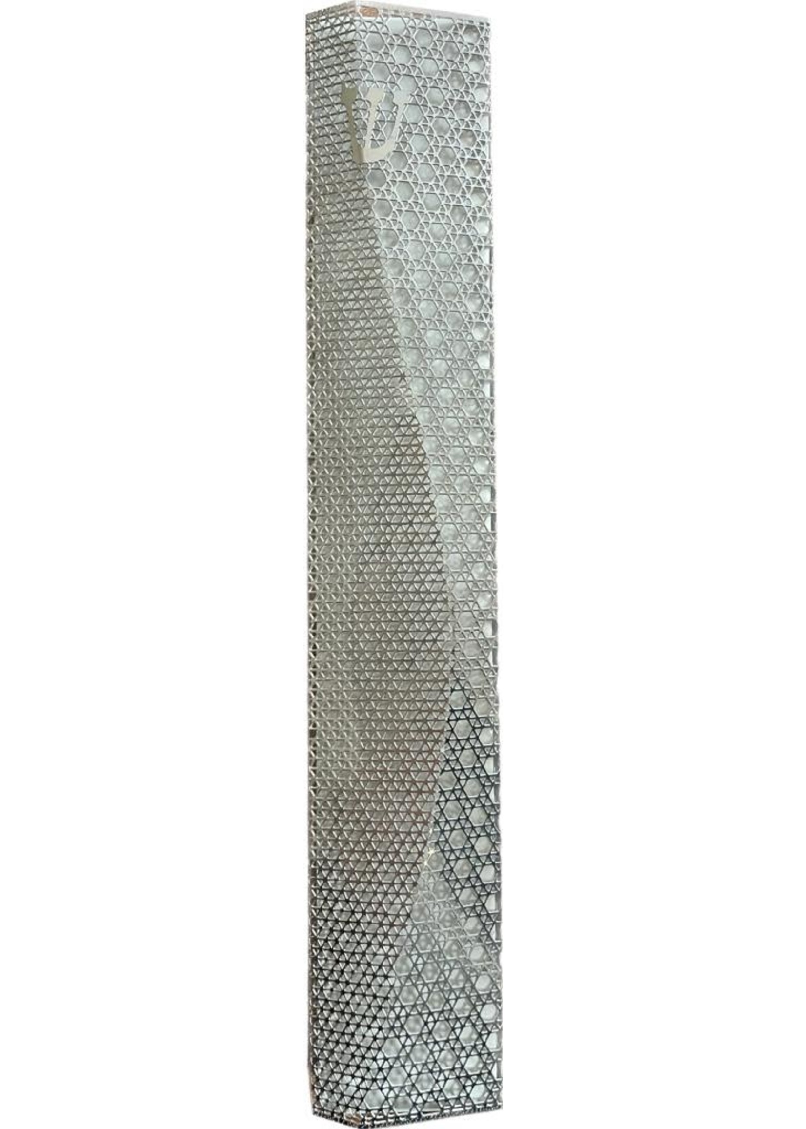 MEZUZAH 3D MAGEN DAVID SILVER OVER WHITE 15 CM - LASER CUT STEEL