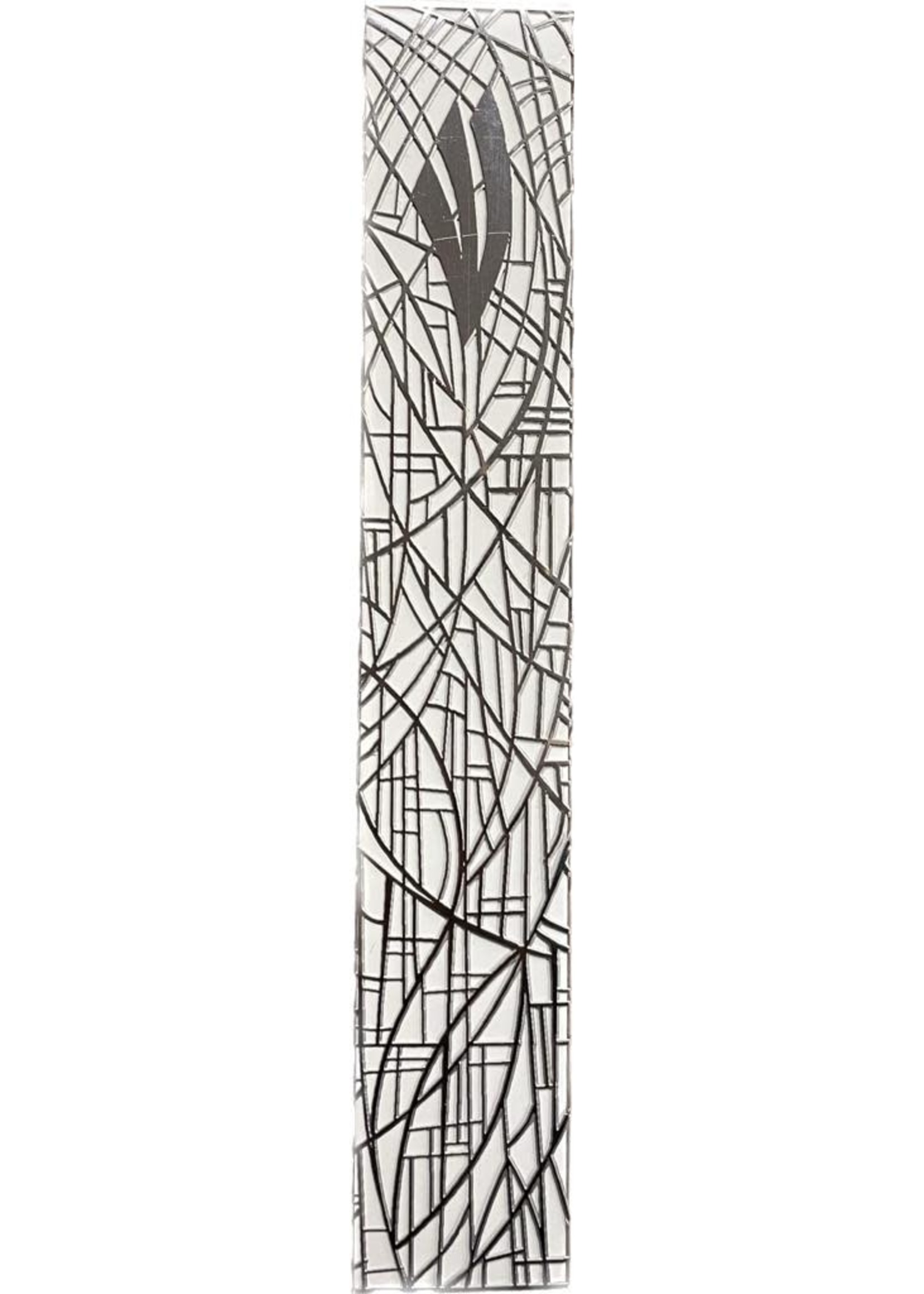 MEZUZAH VITRAGE SILVER OVER SILVER 15CM- LASER CUT STEEL