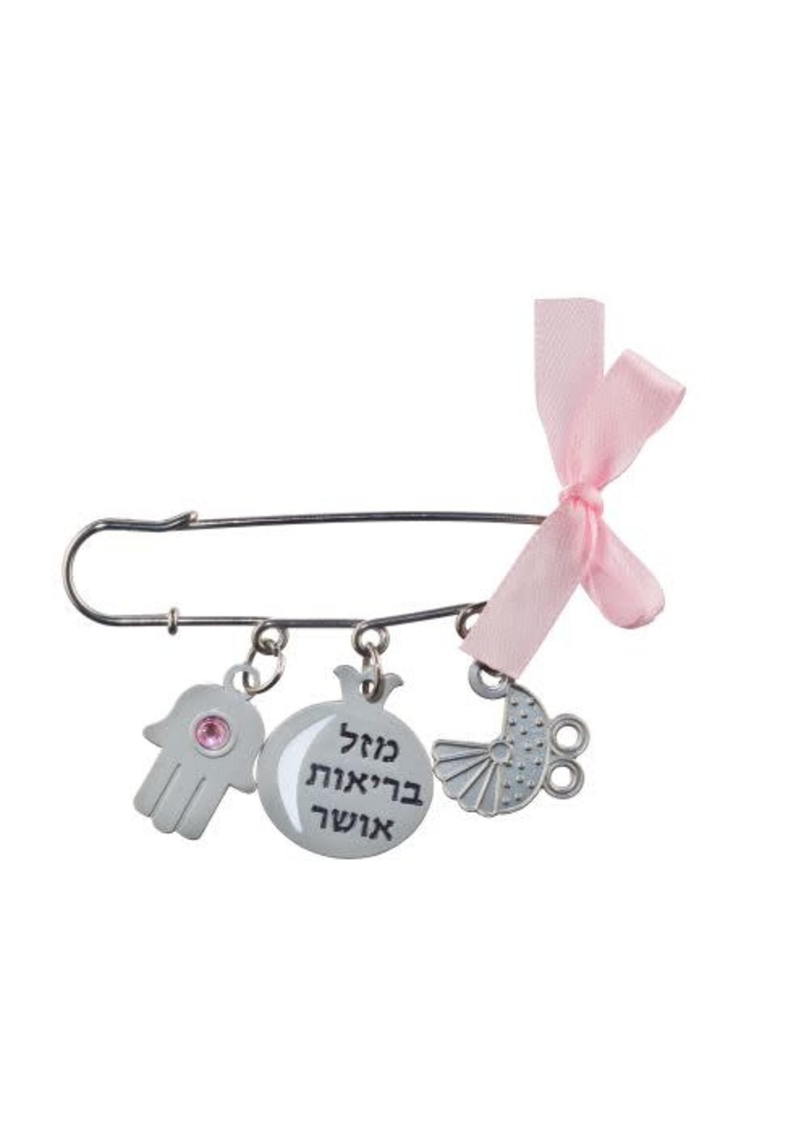 BABY PIN PINK BOW WITH HAMSA & CHARMS