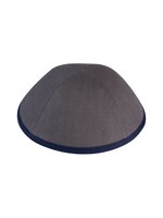 KIPPAH LINEN GREY & NAVY RIM