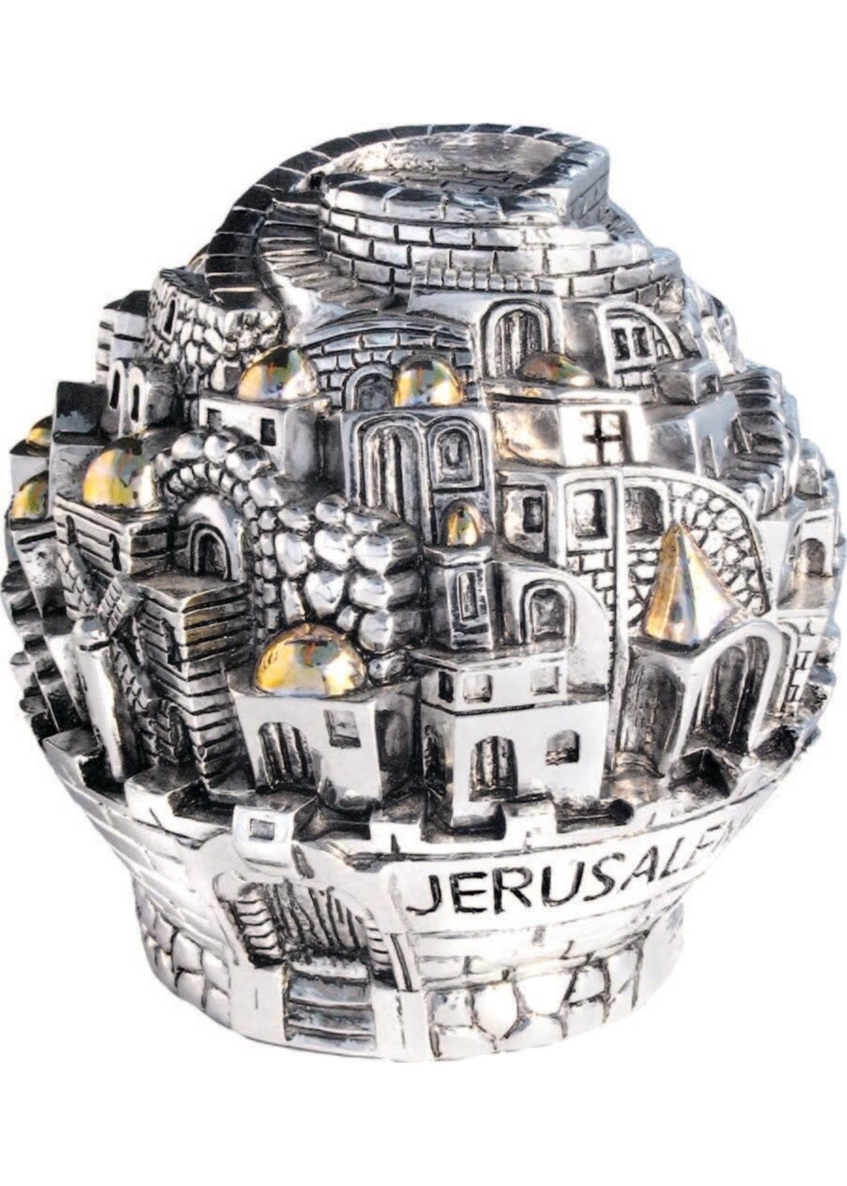 TZEDAKAH BOX- JERUSALEM SILVER BALL