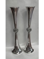 CANDLESTICKS STERLING CONNED SPHERE -29.5CM