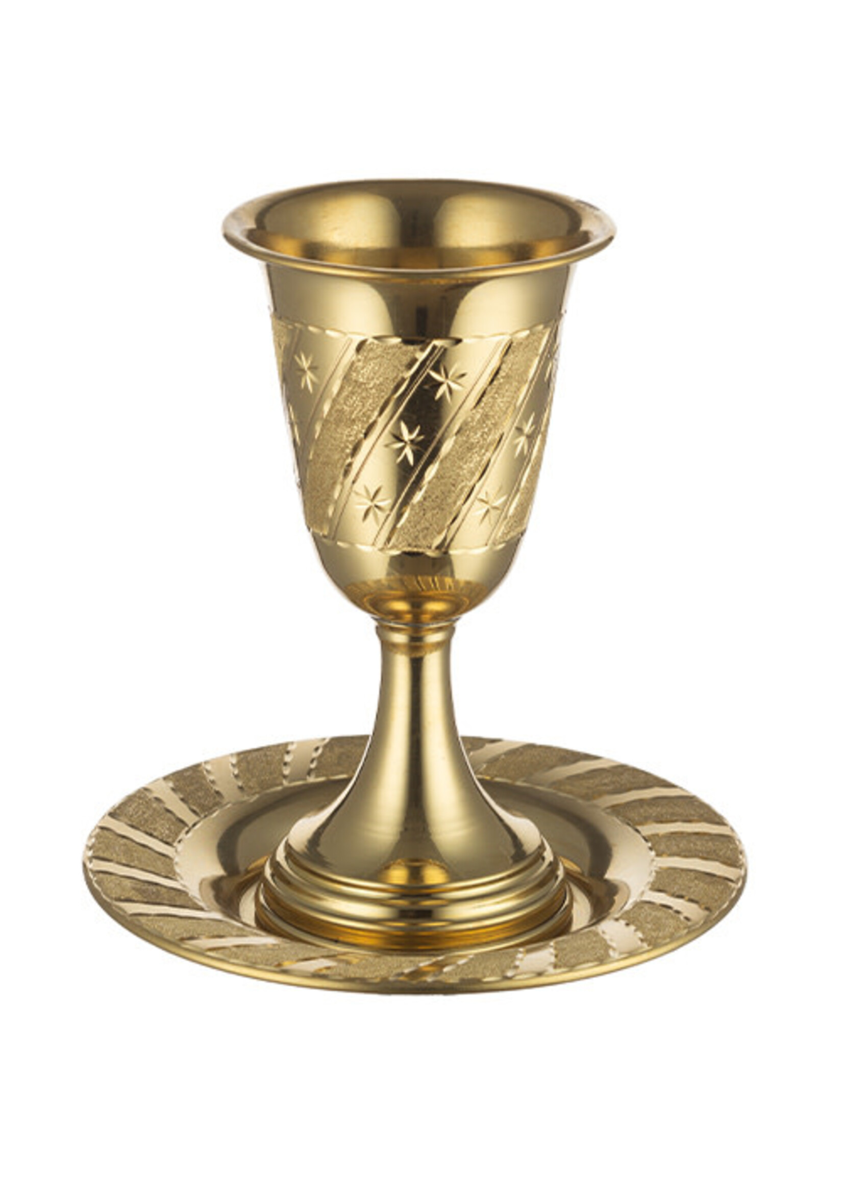 KIDDUSH CUP  WITH STEM AND PLATE SET-BRONZE