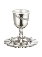 KIDDUSH CUP SET SILVER PLATED WITH BLESSING WRAPPED
