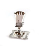 KIDDUSH CUP SQUARE JERUSALEM  SILVER PLATE