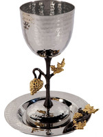 KIDDUSH CUP HAMMERED WITH GRAPES