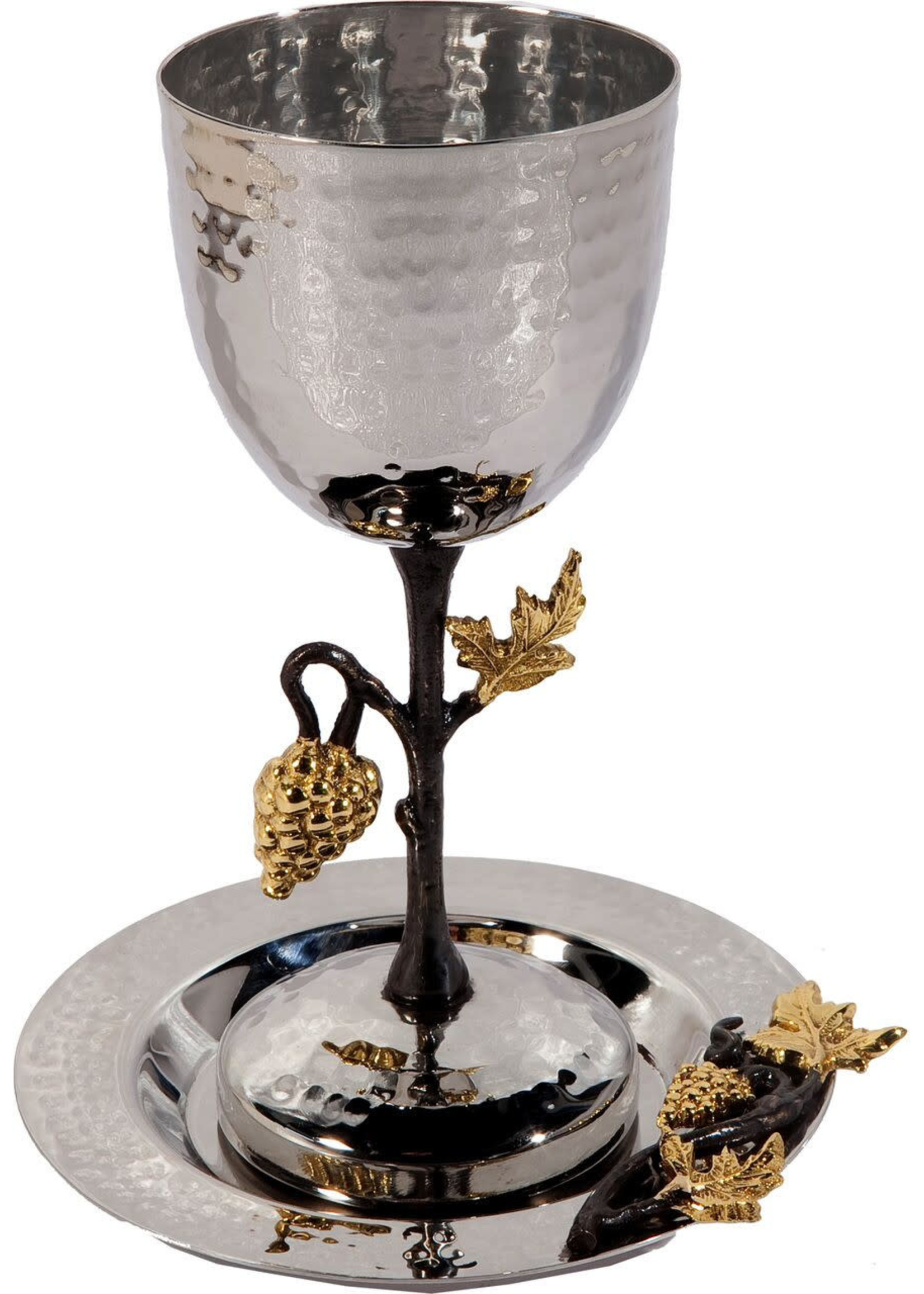 KIDDUSH CUP HAMMERED GRAPE VINE- STEM