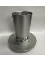 KIDDUSH CUP SILVER ALUMINUM WITH METAL BORDER