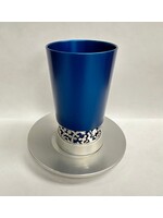 KIDDUSH CUP BLUE ALUMINUM WITH METAL BORDER