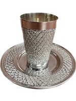 KIDDUSH CUP SILVER DIPPED NO STEM BELZ DIAMOND