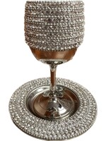 KIDDUSH CUP AND PLATE WRAPPED IN ZIRCONIA CRYSTALS