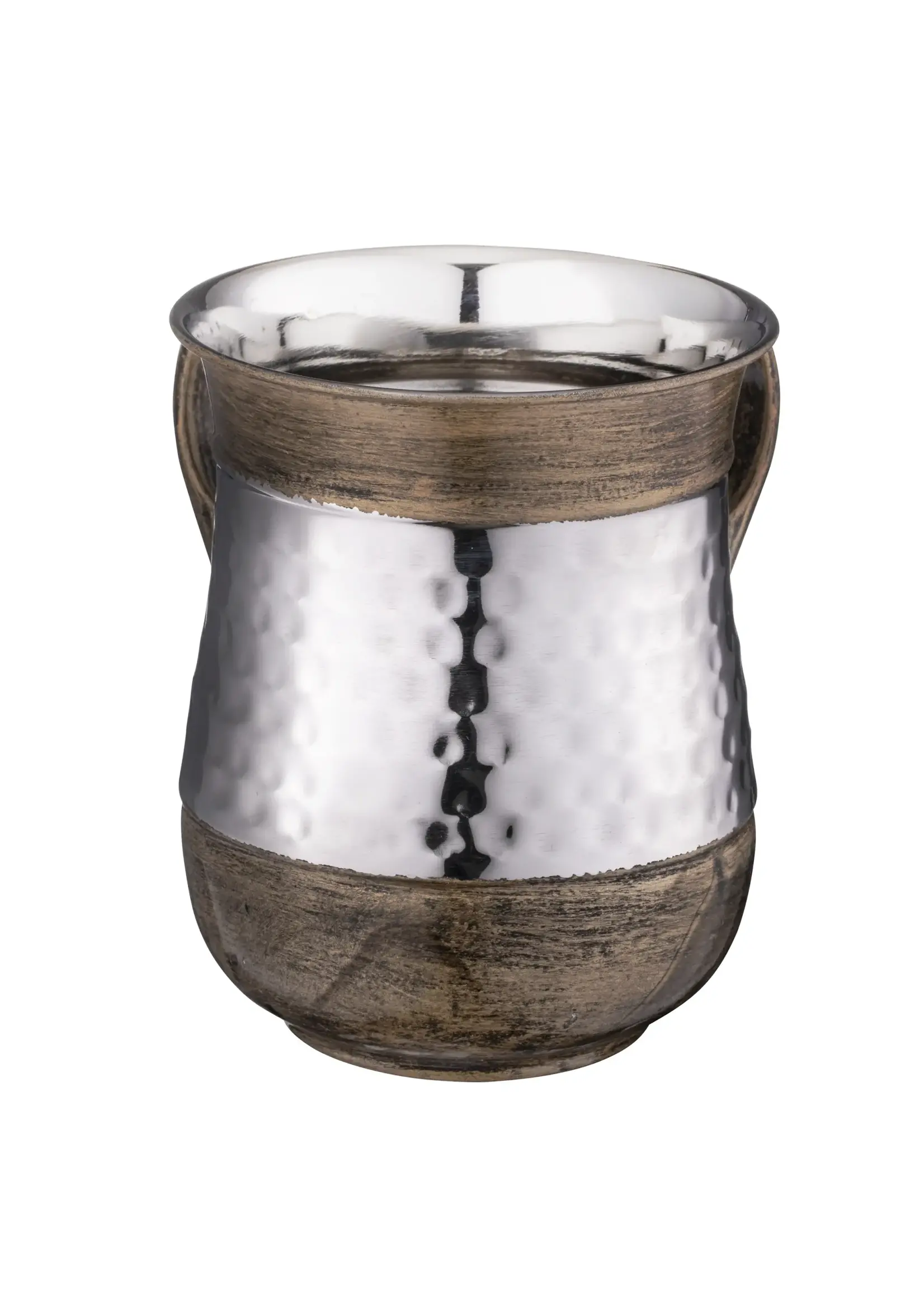 WASHING CUP BRUSH GOLD BORDER HAMMERED ALUMINUM