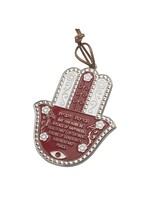 HAMSA HOME BLESSING RED AND WHITE WITH FLOWERS- ENGLISH