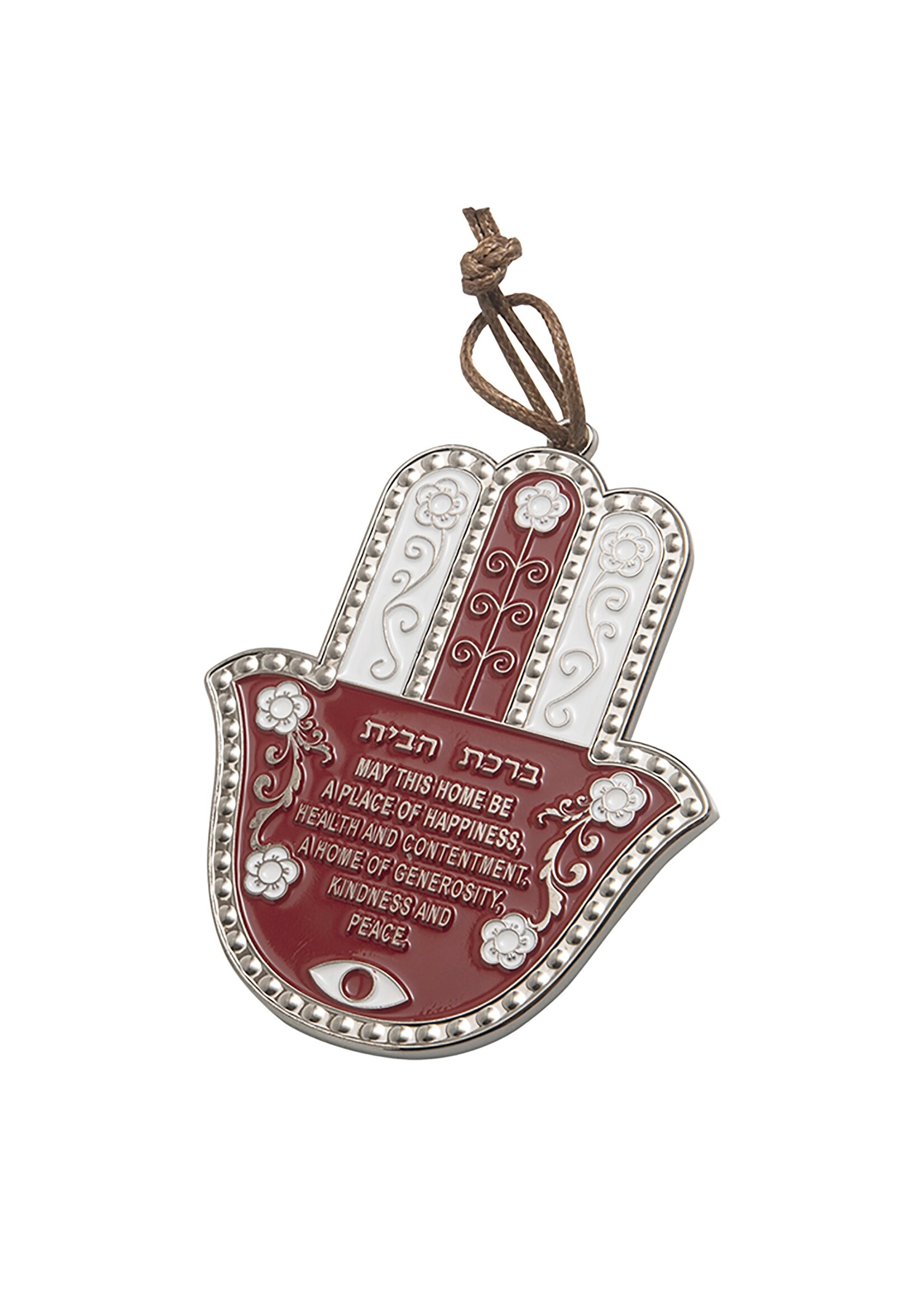 HAMSA HOME BLESSING RED AND WHITE WITH FLOWERS- ENGLISH