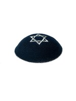 KIPPAH KNIT NAVY SILVER STAR